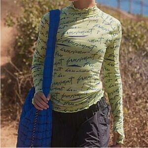 FP Movement Large Top High Jump Printed Logo Long-Sleeve in Apple Green